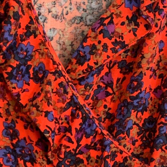H & M Dress Red Floral Faux Wrap Ruffled Sleeves Ruffled Trim Dress Size 2 NEW - Picture 13 of 16